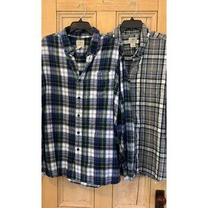 L.L.Bean Mens (2) SET Scotch Plaid Traditional Fit Shirt Sz. XXL Reg Blue SP EXC